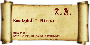 Kmetykó Minna névjegykártya